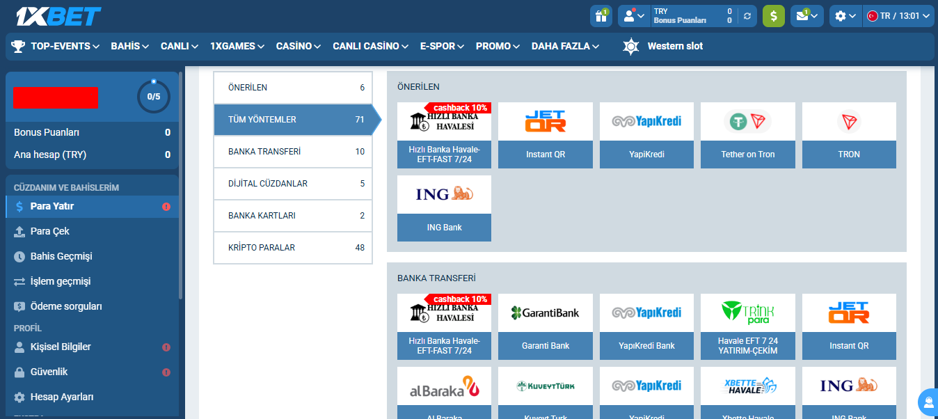 Türkiye'deki kullanıcılar için sunulan çeşitli güvenli 1xBet para yatırma yöntemleri ve ödeme seçeneklerine genel bakış
