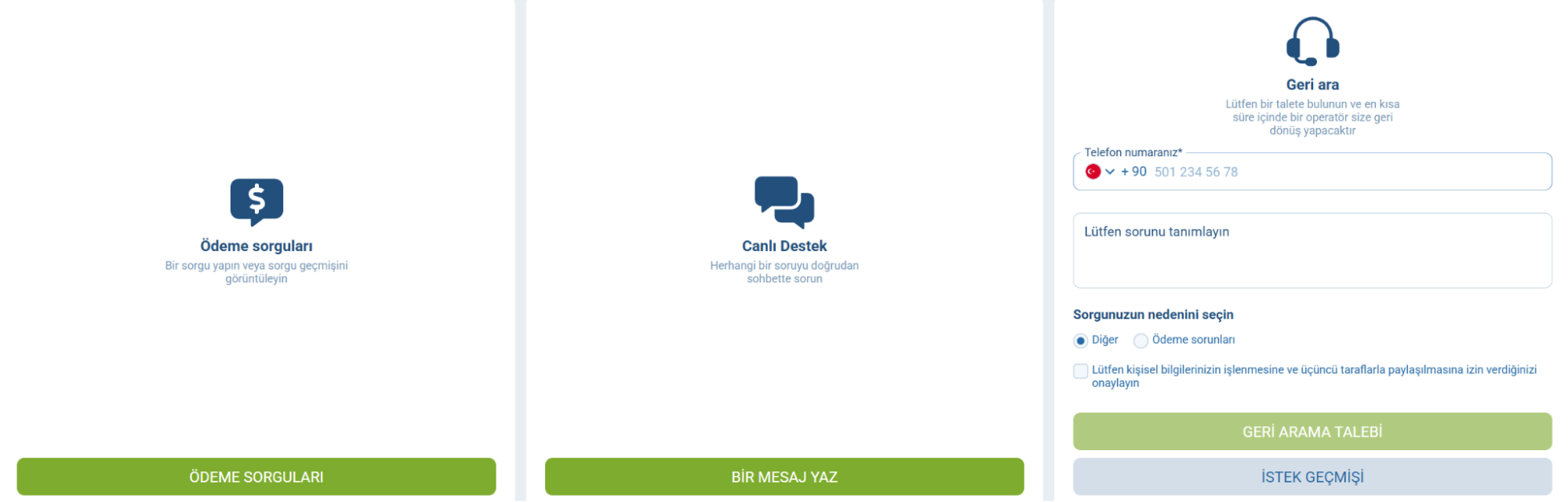 1xBet müşteri hizmetleri