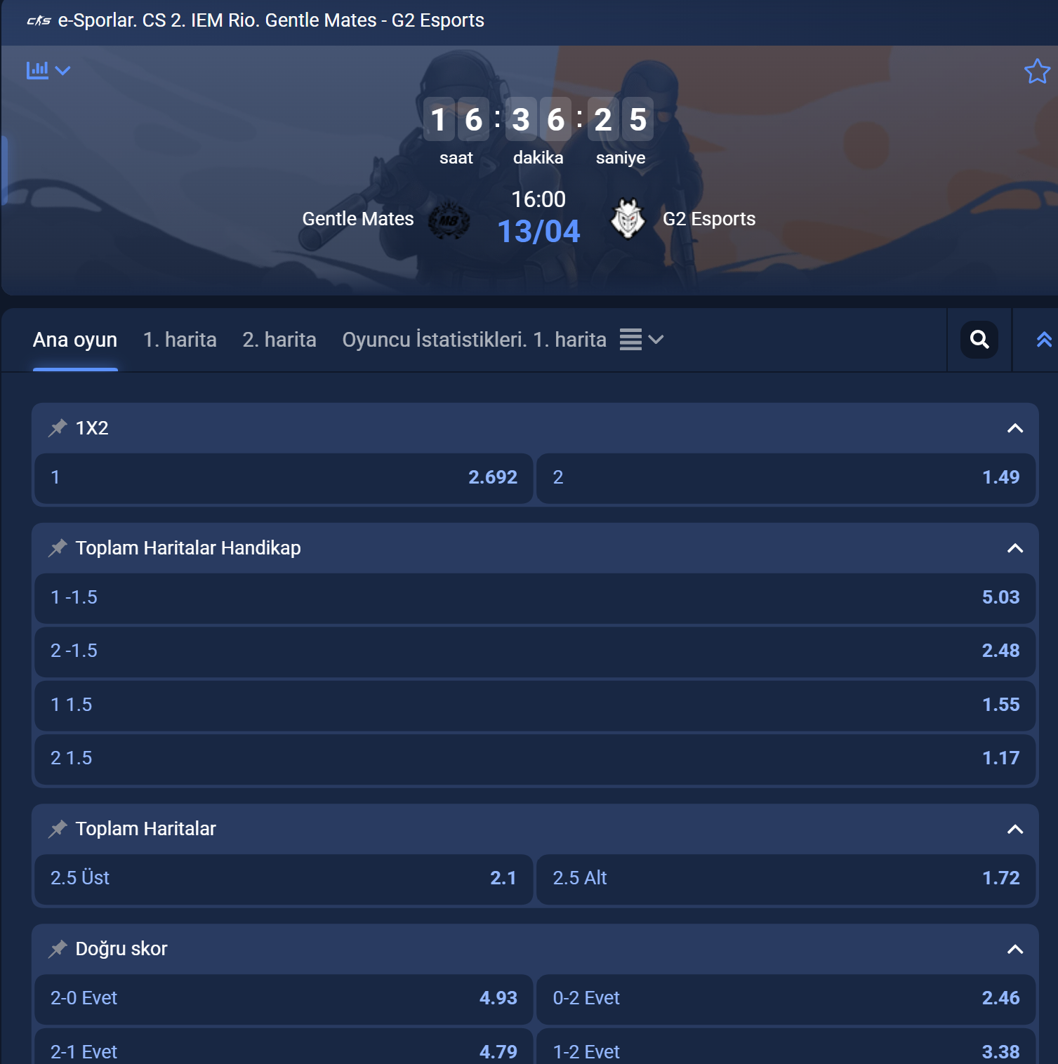 Canlı counter strike bahisleri